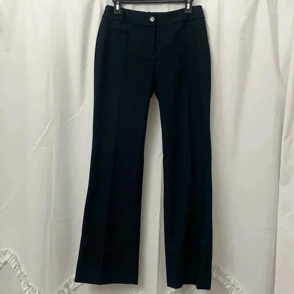 Women’s LOFT Julie Straight Leg Mid Rise Pleated Classic Trousers Navy Size2 EUC - Picture 2 of 8